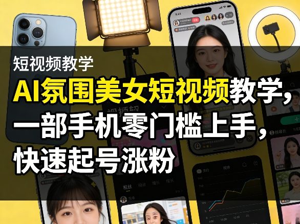 AI氛围美女短视频教学，一部手机零门槛上手，快速起号涨粉-立业有术