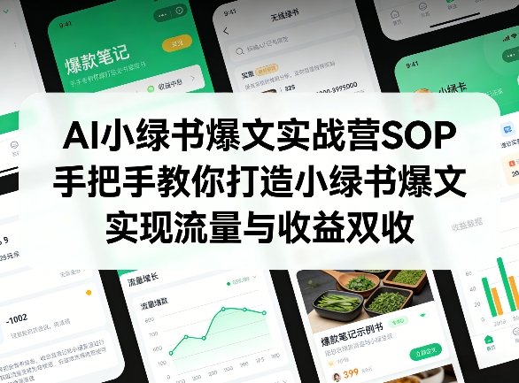 AI小绿书爆文实战营SOP，手把手教你打造小绿书爆文，实现流量与收益双收-立业有术
