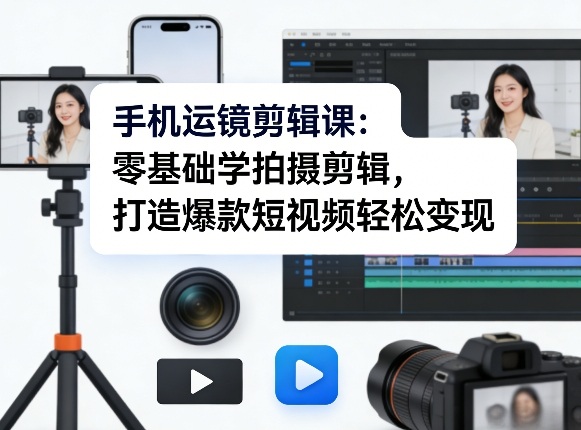 手机运镜剪辑课：零基础学拍摄剪辑，打造爆款短视频轻松变现-立业有术