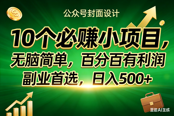 （17694期）10个必赚小项目，无脑简单，百分百有利润，副业首选，日入400+-立业有术