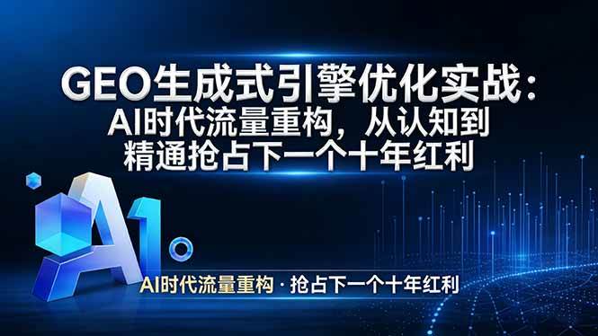 （17708期）GEO 生成式引擎优化实战：AI时代流量重构，从认知到精通抢占下一个十年红利-立业有术