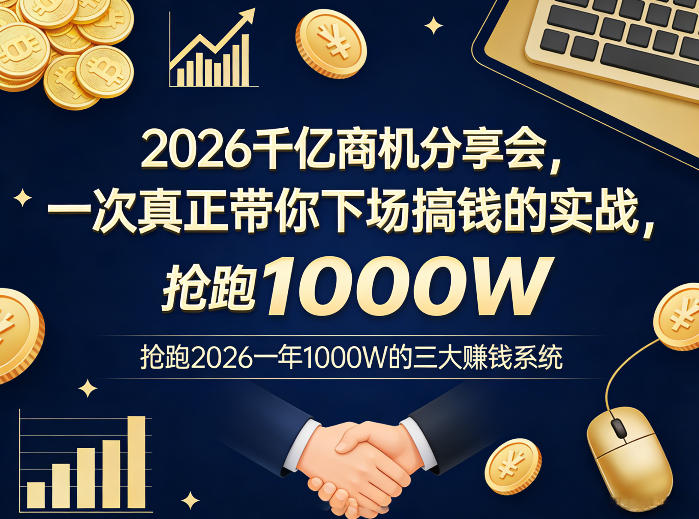 2026千亿商机分享会，一次真正带你下场搞钱的实战，抢跑2026一年1000W的三大賺钱系统-立业有术
