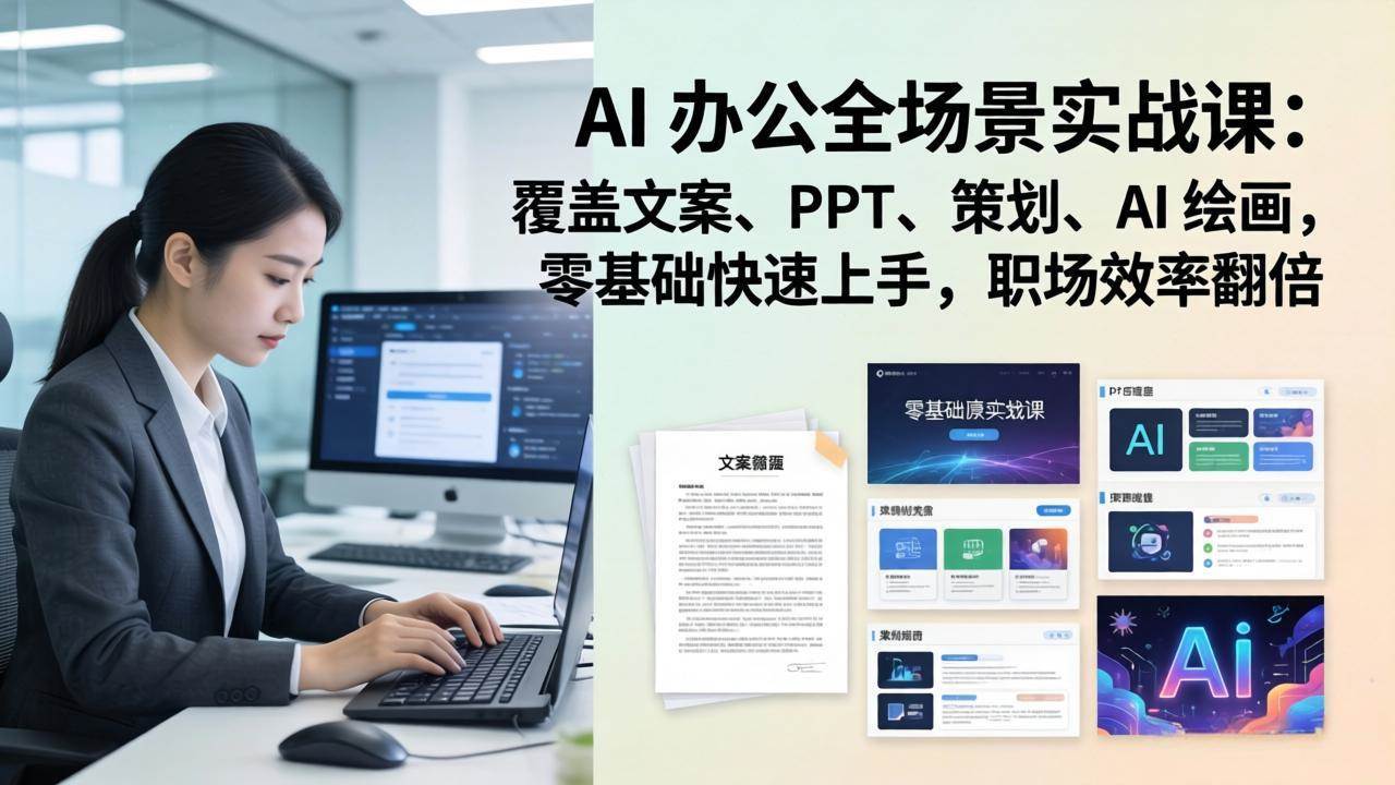 （17732期） AI 办公全场景实战课：覆盖文案、PPT、策划、AI 绘画，零基础快速上手，职场效率翻倍-立业有术