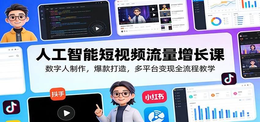 人工智能短视频流量增长课：数字人制作，爆款打造，多平台变现全流程教学-立业有术
