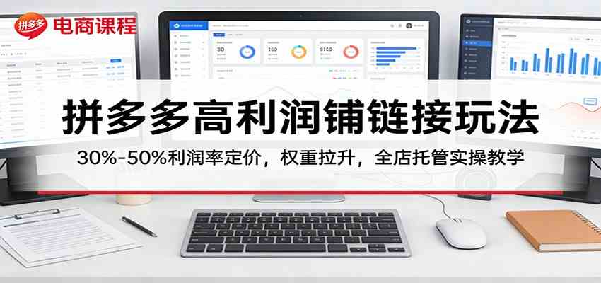 拼多多高利润铺链接玩法：30%–50%利润率定价，权重拉升，全店托管实操教学-立业有术