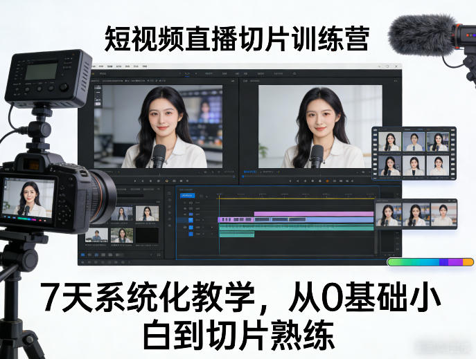 短视频直播切片训练营，7天系统化教学，从0基础小白到切片熟练-立业有术
