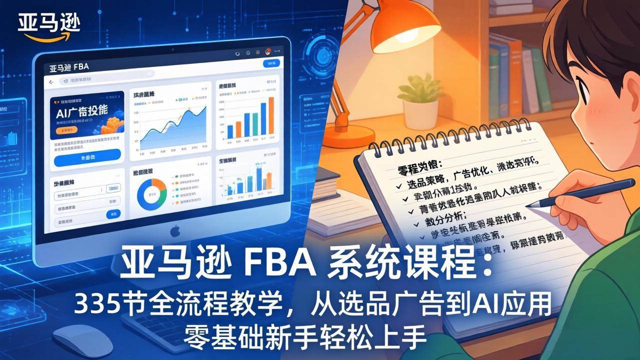 （17744期）亚马逊 FBA 系统课程（更新26年3月）335节全流程教学，从选品广告到AI应用，零基础新手轻松上手-立业有术